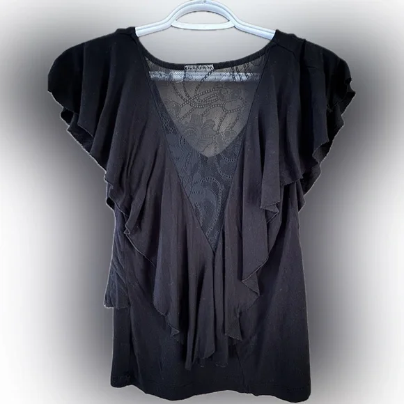 Noble U Black Ruffle Top - Picture 2 of 3